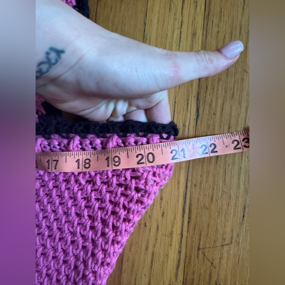 Vintage Pink Black Crochet Maxi Dress with Mermaid Hem - Picture 6 of 10